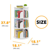 Load image into Gallery viewer, SpaceAid 4 Tier Rotating Bookshelf Tower, Spinning Bookcase Lazy Susan, Revolving 360 Book Shelf Storage Round Carousel, Vertical Rotate Turning Spiral Corner Organizer, White
