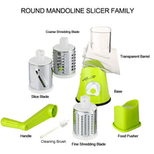 Load image into Gallery viewer, Rotary Cheese Grater Hand Crank Cheese Shredder for Fresh Cheese, Vegetable, Nuts,Non-slip Suction Base, Free Cleaning Brush Three Blades, Black