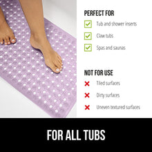 Load image into Gallery viewer, Bath Tub Shower Mat, Machine Washable Bathtub Floor Liner Mats, Suction Cups and Drain Holes to Keep Tubs Clean, Soft on Feet, Bathroom Essentials, 35x16 Inch, Clear