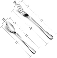 Load image into Gallery viewer, Dinner Forks and Teaspoons Bundle,16 Pcs 8&quot; Food Grade Stainless Steel Silverware Forks &amp; 16 Pcs 6.7&quot; Stainless Steel Spoons,Mirror Finish &amp; Dishwasher Safe,Use for Home,Kitchen or Restaurant