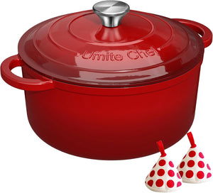 Umite Chef Kitchen Cooking Utensils Set, 5QT Enameled Cast Iron Dutch Oven