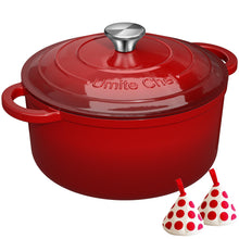Load image into Gallery viewer, Enameled Cast Iron Dutch Oven - Umite Chef 5QT Pot with Lid &amp; Cotton Potholders - Heavy-Duty Cookware for Bread Baking, Braising, Stews, Roasting(Cream White)