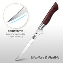 Load image into Gallery viewer, Fillet Knife 7 Inch, Professional High Carbon Stainless Steel Boning Knife for Meat, Ultra Sharp Japanese Fish Fillet Knives with Ergonomic Wood Handle