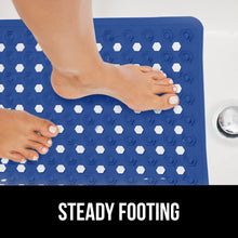 Load image into Gallery viewer, Bath Tub Shower Mat, Machine Washable Bathtub Floor Liner Mats, Suction Cups and Drain Holes to Keep Tubs Clean, Soft on Feet, Bathroom Essentials, 35x16 Inch, Clear