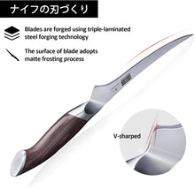Load image into Gallery viewer, Fillet Knife 7 Inch, Super Sharp Boning Knife in High Carbon Stainless Steel, Professional Japanese Fish Knives for Meat Poultry Cutting