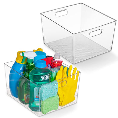ClearSpace Clear Plastic Storage Bins – XL 4 Pack Perfect for Kitchen,Fridge, Pantry Organization, Cabinet Organizers