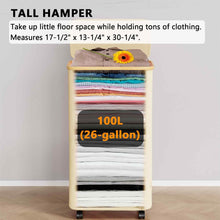 Load image into Gallery viewer, SpaceAid Laundry Hamper with Lid, 110L Large Tall Clothes Basket Bin with Bamboo Handles, Collapsible Laundry Hamper for Bedroom, Bathroom, Dorm, Laundry Room - Black