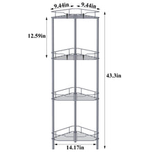 Load image into Gallery viewer, 4 Tier Floor Standing Corner Shower Caddy Organizer Shelf with Hooks, Bathroom Shelves Stand Rack, Black