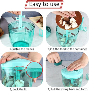 Manual Food Chopper, Hand Pull String Vegetable Slicer Onions Cutter, BPA free food safe material