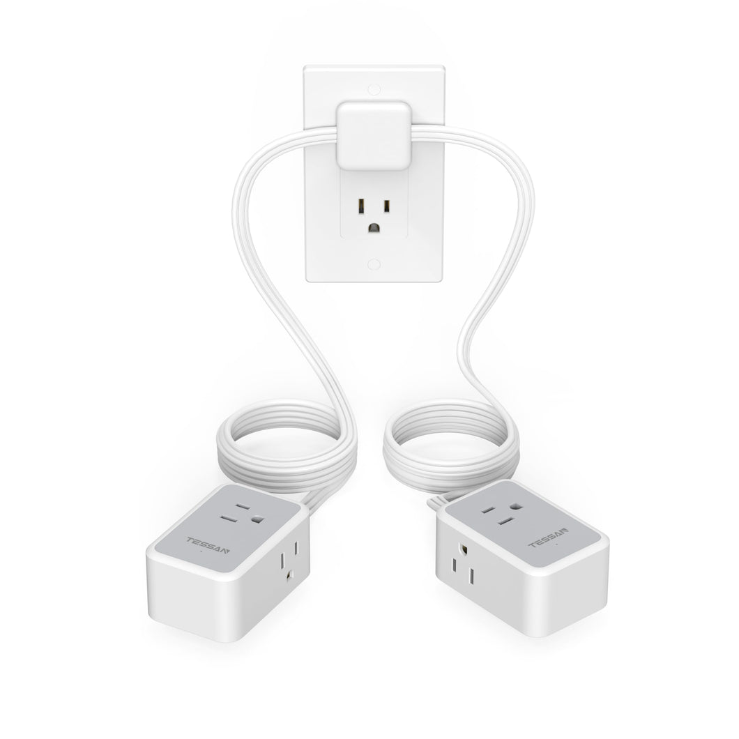 Small Flat Plug Power Strip, TESSAN Ultra Thin Extension Cord with 3 USB Wall Charger (1 USB C), 3 Outlets Mini Charging Station, 5 ft Slim Plug for Cruise Travel Office School Dorm Room Essentials
