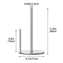 Load image into Gallery viewer, Paper Towel Holder Black, Premium Stainless Steel Kitchen Roll Dispenser, Countertop Roll Organizer with Weighted Base