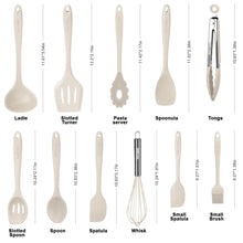Load image into Gallery viewer, Kitchen Utensil Set - 11 Cooking Utensils - Colorful Silicone Kitchen Utensils - Nonstick Cookware with Spatula Set - Colored Best Kitchen Tools Kitchen Gadgets (Khaki)