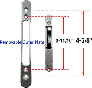 HauSun Mortise Lock with 45 Degree Keyway and Round Faceplate,Adjustable,Spring-Loaded Hook Latch Replacement for Sliding Patio Doors Constructed of Wood, Aluminum and Vinyl, 4-5/8"