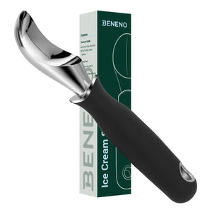 Beneno Heavy Duty Ice Cream Scoop - Upgraded Anti-Fracture Design, Comfortable Grip Long Handle, Effortless Scooping & Dishwasher Safe, Black
