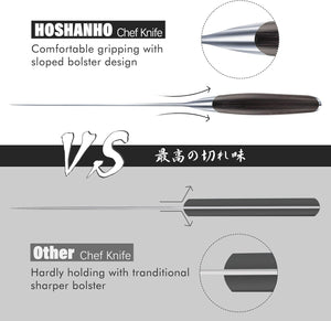 Kitchen Knife in Japanese Steel AUS-10, High-Class Chef's Knife 8 inch Professional Cooking Knife, Non-slip Ultra Sharp Knife with Ergonomic Handle