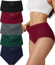 Load image into Gallery viewer, Vevmon Cotton Underwear for Women High Waisted Soft Ladies Panties 5 Pack | Full Coverage Breathable Briefs, Moisture-Wicking Cotton Fabric, Fits Comfortably Underwear for Gym, Work, Daily, Loungewear