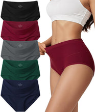 Load image into Gallery viewer, Vevmon Cotton Underwear for Women High Waisted Soft Ladies Panties 5 Pack | Full Coverage Breathable Briefs, Moisture-Wicking Cotton Fabric, Fits Comfortably Underwear for Gym, Work, Daily, Loungewear