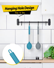 Load image into Gallery viewer, Pack of 2 Large Silicone Cooking Spoon Non Stick Solid Basting Spoons Heat-Resistant Kitchen Utensils for Mixing Serving (Gray-Blue)