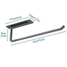 Load image into Gallery viewer, Paper Towel Holder Under Cabinet - Both Available in Adhesive and Drilling - Black Paper Towel Holder Wall Mount - Upgraded Aluminum Paper Towel Rack for Kitchen, Bathroom