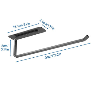 Paper Towel Holder Under Cabinet - Both Available in Adhesive and Drilling - Black Paper Towel Holder Wall Mount - Upgraded Aluminum Paper Towel Rack for Kitchen, Bathroom