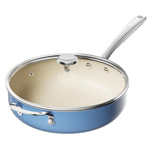 Load image into Gallery viewer, Redchef Ceramic Saute Pan with Lid, Nonstick Deep Frying Pan, 5QT Jumbo Cooker with Helper Handle &amp; Lid, Non Toxic Ceramic Cooking Pan, Chef Pan, Dishwasher &amp; Oven Safe, PFAS PFOA &amp; PTFE Free