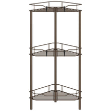 Load image into Gallery viewer, 4 Tier Floor Standing Corner Shower Caddy Organizer Shelf with Hooks, Bathroom Shelves Stand Rack, Black