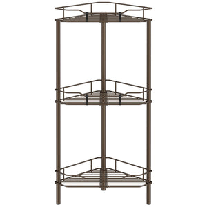 4 Tier Floor Standing Corner Shower Caddy Organizer Shelf with Hooks, Bathroom Shelves Stand Rack, Black