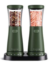 Load image into Gallery viewer, Electric Salt and Pepper Grinder Set with Storage Base, Stainless Steel Rechargeable Salt and Pepper Grinder Set with 4.5 oz Large Capacity, 1.8&quot; Wide Mouth, Adjustable Coarseness, Ideal for Kitchen