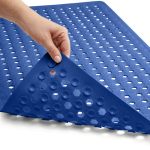 Bath Tub Shower Mat, Machine Washable Bathtub Floor Liner Mats, Suction Cups and Drain Holes to Keep Tubs Clean, Soft on Feet, Bathroom Essentials, 35x16 Inch, Clear