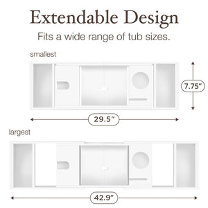 Bathtub Tray Caddy - Premium Bamboo Expandable Bath Tub Tray Table, Luxurious Wooden Bath Caddy for Books, Tablets, Wine, Bathroom Accessories, Spa Essentials, Housewarming, Wedding