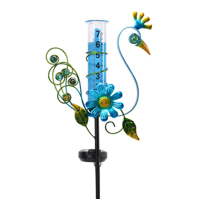 WONDER GARDEN Rain Gauge Outdoor,Freeze Proof Solar Rain Gauges Outdoors Best Rated, Flamingo Decorative Rain Gauge Garden Stake for Yard,Garden,Lawn Decor