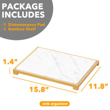 Load image into Gallery viewer, SpaceAid Bamboo Rack Dish Pad, Instant Dry Diatomaceous Earth Mat for Kitchen Counter, Stone Dish Fast Drying Mat Board (15.8 x 11.8 inch, White Marble)