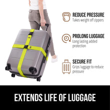 Load image into Gallery viewer, Heavy Duty 4 Pack Adjustable Luggage Straps for Suitcases, Easy to Identify Travel Belt Connector Holds Suitcase Together, Extends Life of Bag, Strap Connects Two Bags, Accessories Green