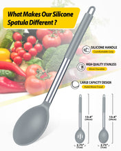 Load image into Gallery viewer, Pack of 2 Large Silicone Cooking Spoons,Non Stick Solid Basting Spoon,Heat-Resistant Kitchen Utensils for Mixing,Serving,Draining,Stirring (BLACK)