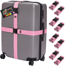 Load image into Gallery viewer, Heavy Duty 4 Pack Adjustable Luggage Straps for Suitcases, Easy to Identify Travel Belt Connector Holds Suitcase Together, Extends Life of Bag, Strap Connects Two Bags, Accessories Green