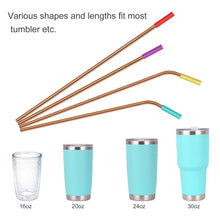 Load image into Gallery viewer, 20 Pack Reusable Stainless Steel Metal Straws,10.5&quot; &amp; 8.5&quot; Reusable Drinking Straws with 20 Silicone Tips 5 Straw Brushes 1 Travel Case,Eco Friendly Extra Long Metal Straw Fit for 20 24 30 oz Tumbler