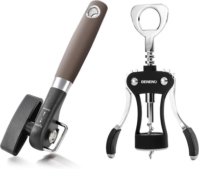 Premium Wing Corkscrew Wine Opener with Multifunctional Bottle Openers Smooth Edge Side Can Opener Manual with Durable Sharp Blade