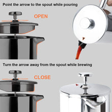 Load image into Gallery viewer, Secura French Press Coffee Maker, 304 Grade Stainless Steel Insulated Coffee Press with 2 Extra Screens, 34oz (1 Litre), Silver