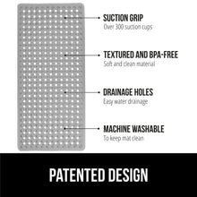 Load image into Gallery viewer, Bath Tub Shower Mat, Machine Washable Bathtub Floor Liner Mats, Suction Cups and Drain Holes to Keep Tubs Clean, Soft on Feet, Bathroom Essentials, 35x16 Inch, Clear