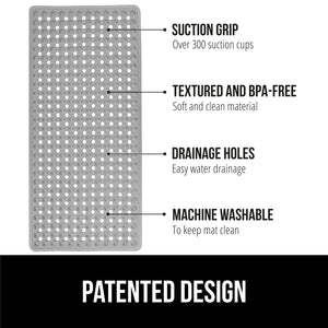 Bath Tub Shower Mat, Machine Washable Bathtub Floor Liner Mats, Suction Cups and Drain Holes to Keep Tubs Clean, Soft on Feet, Bathroom Essentials, 35x16 Inch, Clear