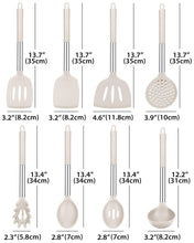 Load image into Gallery viewer, Silicone Cooking Utensil Set, 8Pcs Non-stick Cookware with Stainless Steel Handle, BPA Free Heat Resistant Kitchen Tools with Spatulas, Turners, Spoons, Skimmer and Pasta Fork