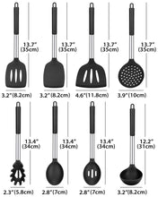 Load image into Gallery viewer, Silicone Cooking Utensil Set, 8Pcs Non-stick Cookware with Stainless Steel Handle, BPA Free Heat Resistant Kitchen Tools with Spatulas, Turners, Spoons, Skimmer and Pasta Fork