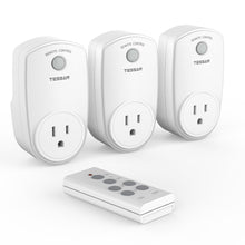 Load image into Gallery viewer, Remote Control Outlet, TESSAN Wireless Electrical Plug Switch for Lights, Lamps, Fans, 100ft RF Range, 1200W (1 Remote + 1 Outlet)