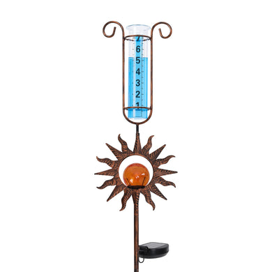 WONDER GARDEN Solar Rain Gauge Outdoor, Decorative Moon Fairy Rain Gauges Outdoors Best Rated, Freeze Proof Water Rain Measure Gauge for Yard Patio Lawn Garden Decor
