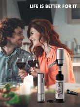 Load image into Gallery viewer, Rechargeable Electric Wine Gift Set - Aerator, Vacuum Stoppers, Foil Cutter and Bottle Opener for Home Bar and Outdoor Parties