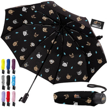 Load image into Gallery viewer, Windproof Compact Stick Umbrella for Rain, Travel One-Click Automatic Open and Close, Lightweight, Portable, Strong Reinforced Fiberglass Ribs, Easily Collapsible, Black
