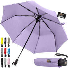 Load image into Gallery viewer, Windproof Compact Stick Umbrella for Rain, Travel One-Click Automatic Open and Close, Lightweight, Portable, Strong Reinforced Fiberglass Ribs, Easily Collapsible, Black