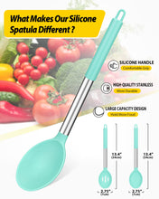 Load image into Gallery viewer, Pack of 2 Large Silicone Cooking Spoons,Non Stick Solid Basting Spoon,Heat-Resistant Kitchen Utensils for Mixing,Serving,Draining,Stirring (BLACK)