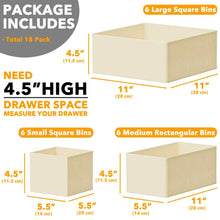 Load image into Gallery viewer, SpaceAid Drawer Organizer Clothes, 12 Pack Dresser Organizer Bins for Nursery, Closet Organization and Storage Dividers for Clothing, Baby Clothes, Underwears, Socks (Black)