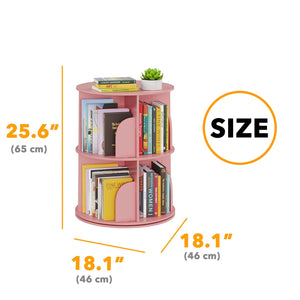 SpaceAid 4 Tier Rotating Bookshelf Tower, Spinning Bookcase Lazy Susan, Revolving 360 Book Shelf Storage Round Carousel, Vertical Rotate Turning Spiral Corner Organizer, White